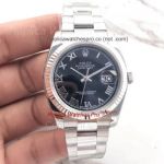Copy Rolex Datejust 2 Roman Numerals 41 MM Stainless Steel Black Dial Watch